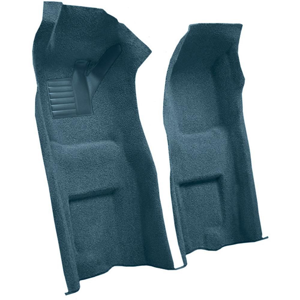 1968 Chevrolet Corvette 4-Speed Front Molded Carpet Set w/ Heel Pad Loop Bright Blue