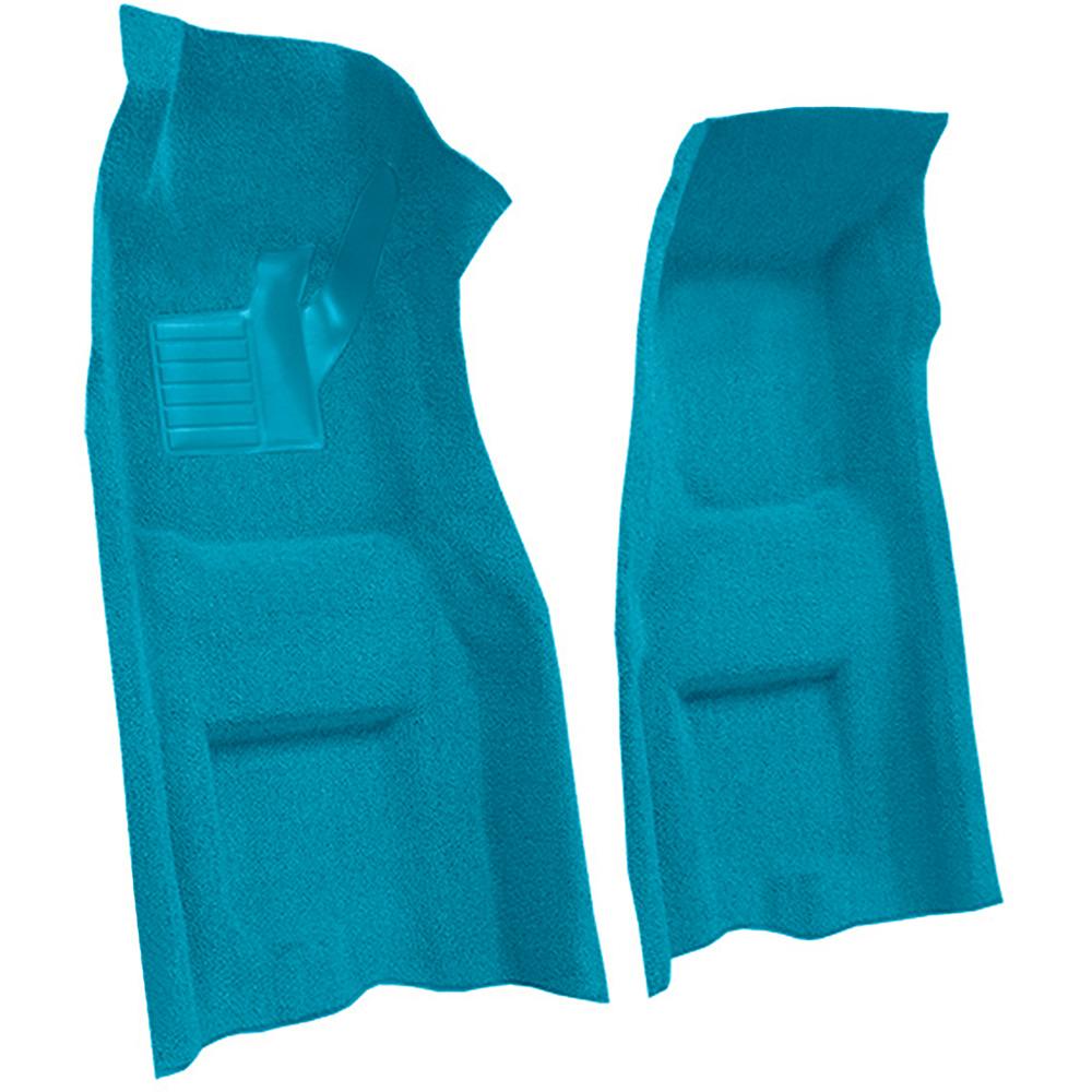 1969 Chevrolet Corvette 4-Speed Front Molded Carpet Set w/ Heel Pad Loop Medium Blue