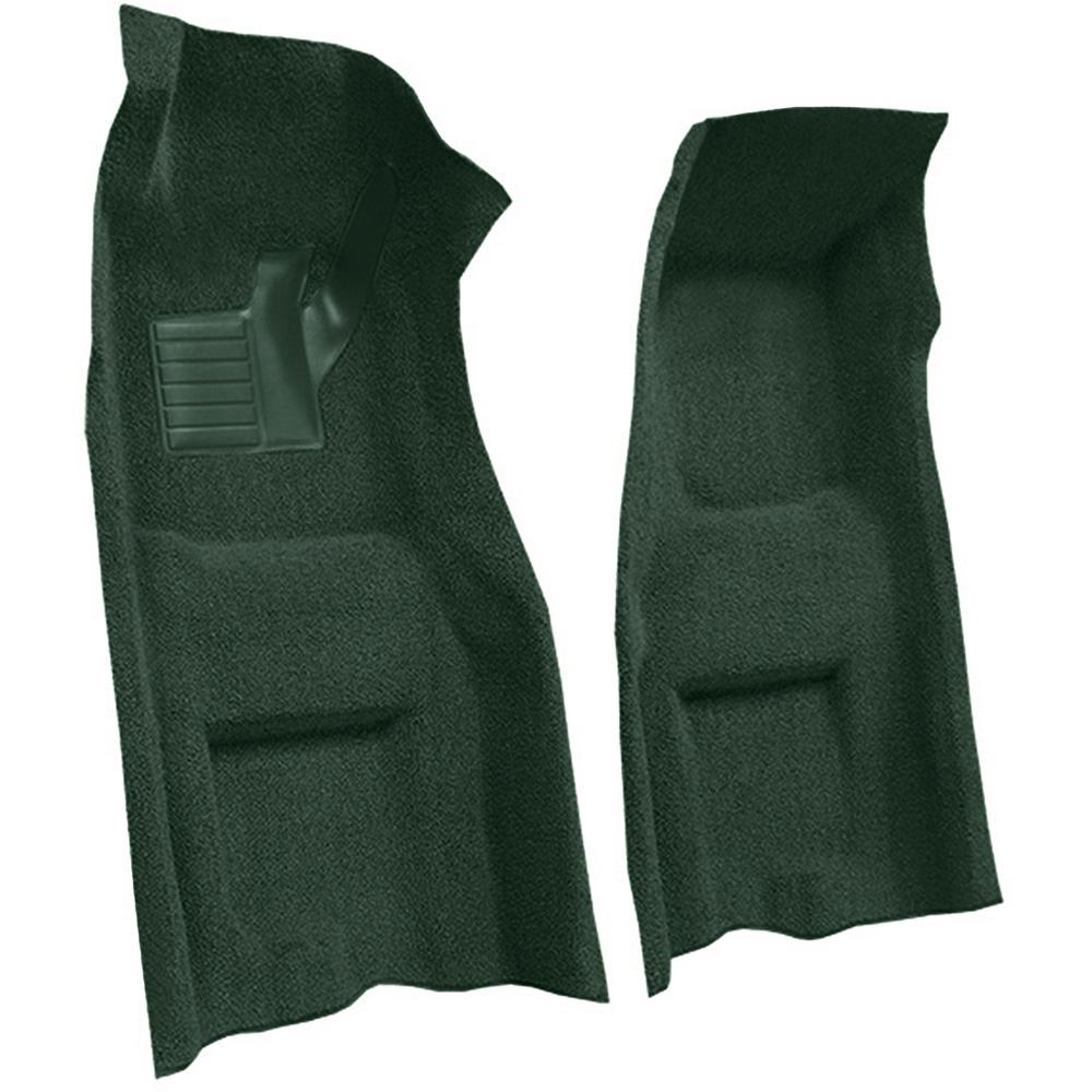 1969 Chevrolet Corvette 4-Speed Front Molded Carpet Set w/ Heel Pad Loop Dark Green