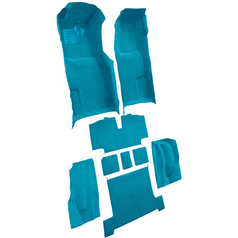 1969-70 Chevrolet Corvette Automatic Complete Molded Carpet Set w/ Heel Pad & Toe Pad Loop Medium Blue