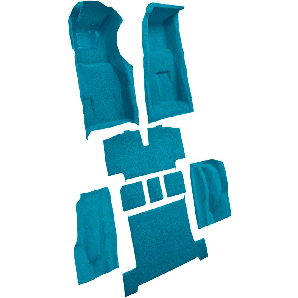 1969-70 Chevrolet Corvette 4-Speed Complete Molded Carpet Set w/ Heel Pad & Toe Pad Loop Medium Blue