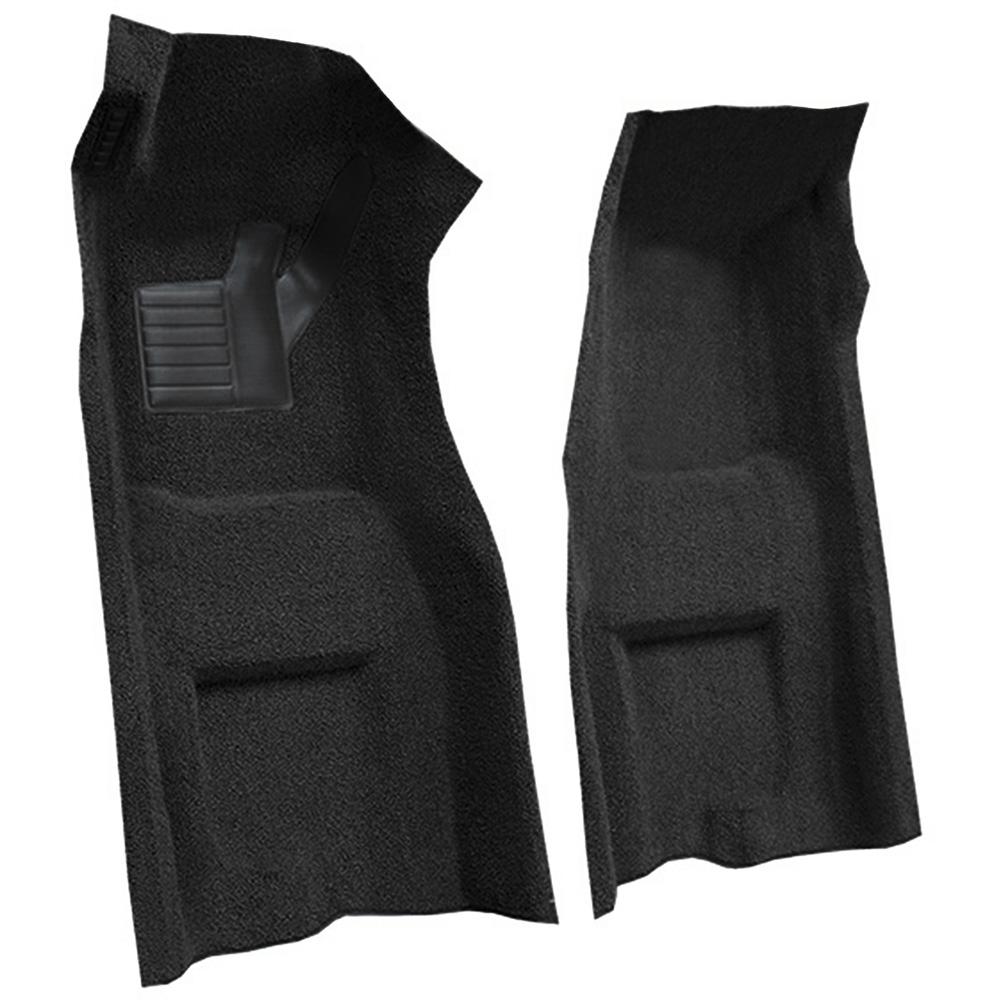 1969-70 Chevrolet Corvette Automatic Front Molded Carpet Set w/ Heel Pad & Toe Pad Loop Black