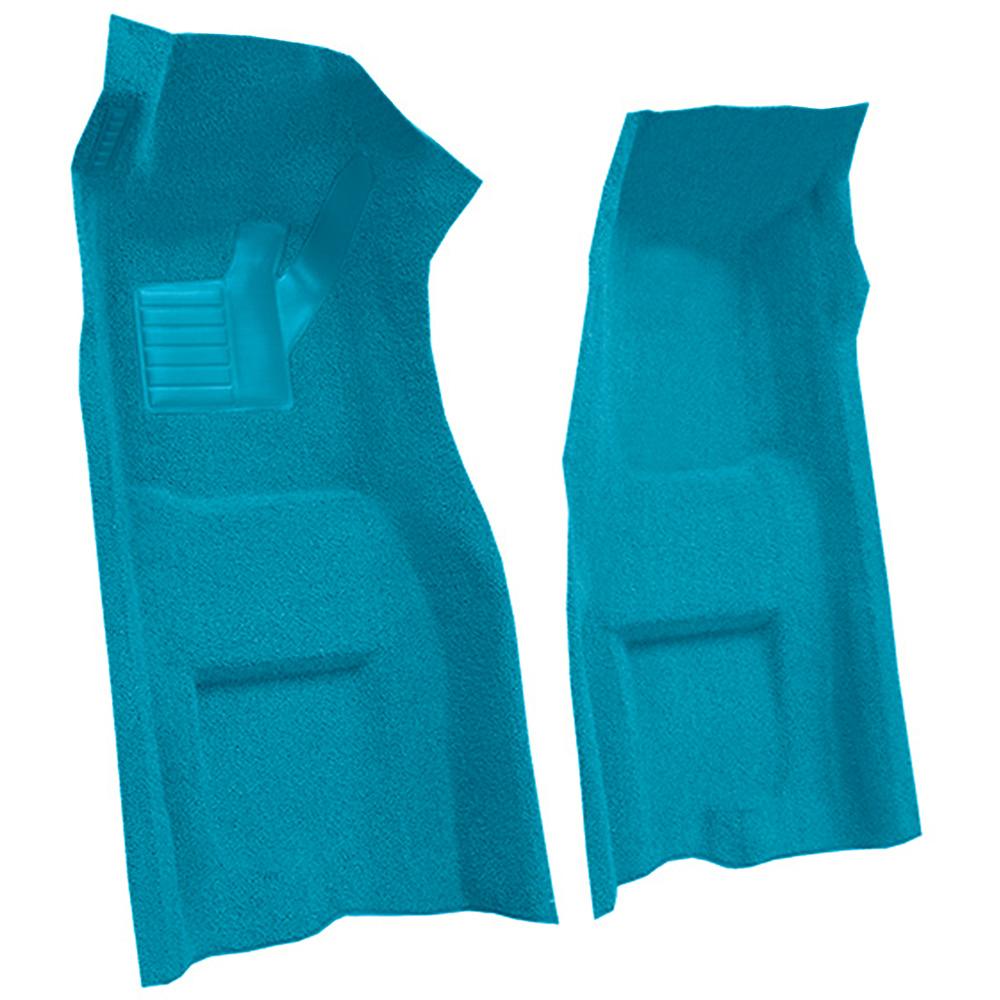 1969-70 Chevrolet Corvette Automatic Front Molded Carpet Set w/ Heel Pad & Toe Pad Loop Medium Blue