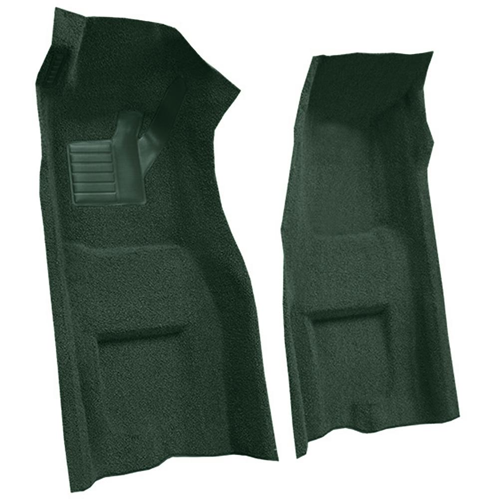 1969 Chevrolet Corvette Automatic Front Molded Carpet Set w/ Heel Pad & Toe Pad Loop Dark Green