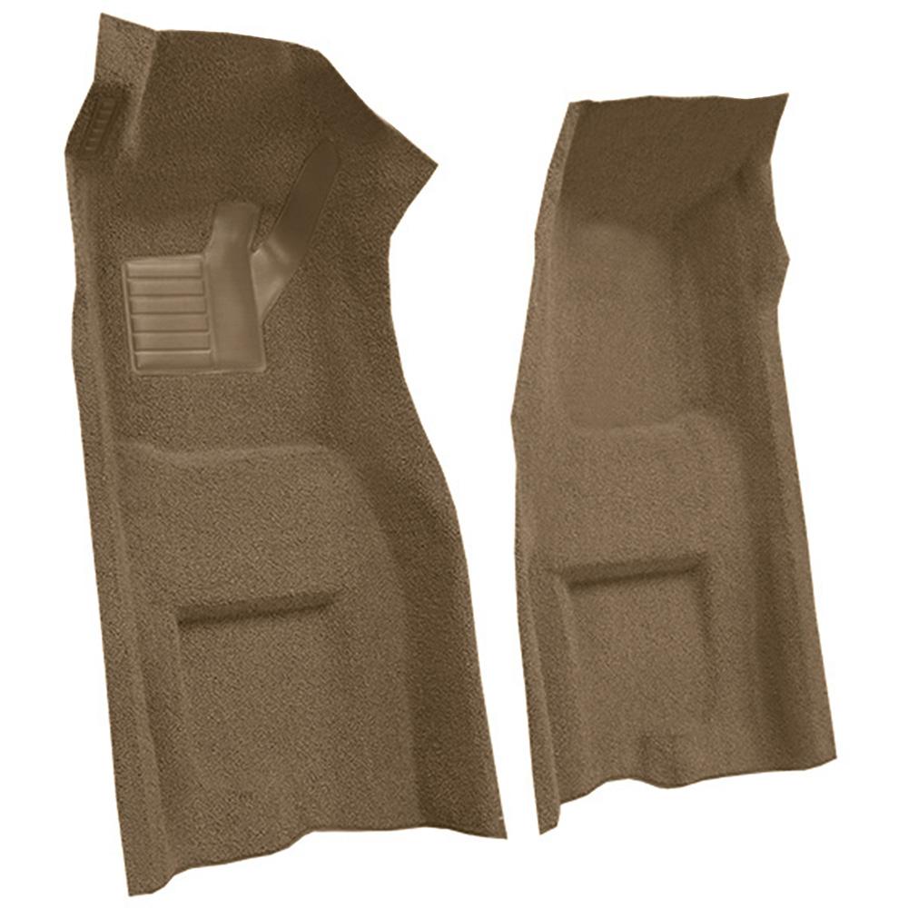 1969-70 Chevrolet Corvette Automatic Front Molded Carpet Set w/ Heel Pad & Toe Pad Loop Medium Saddle