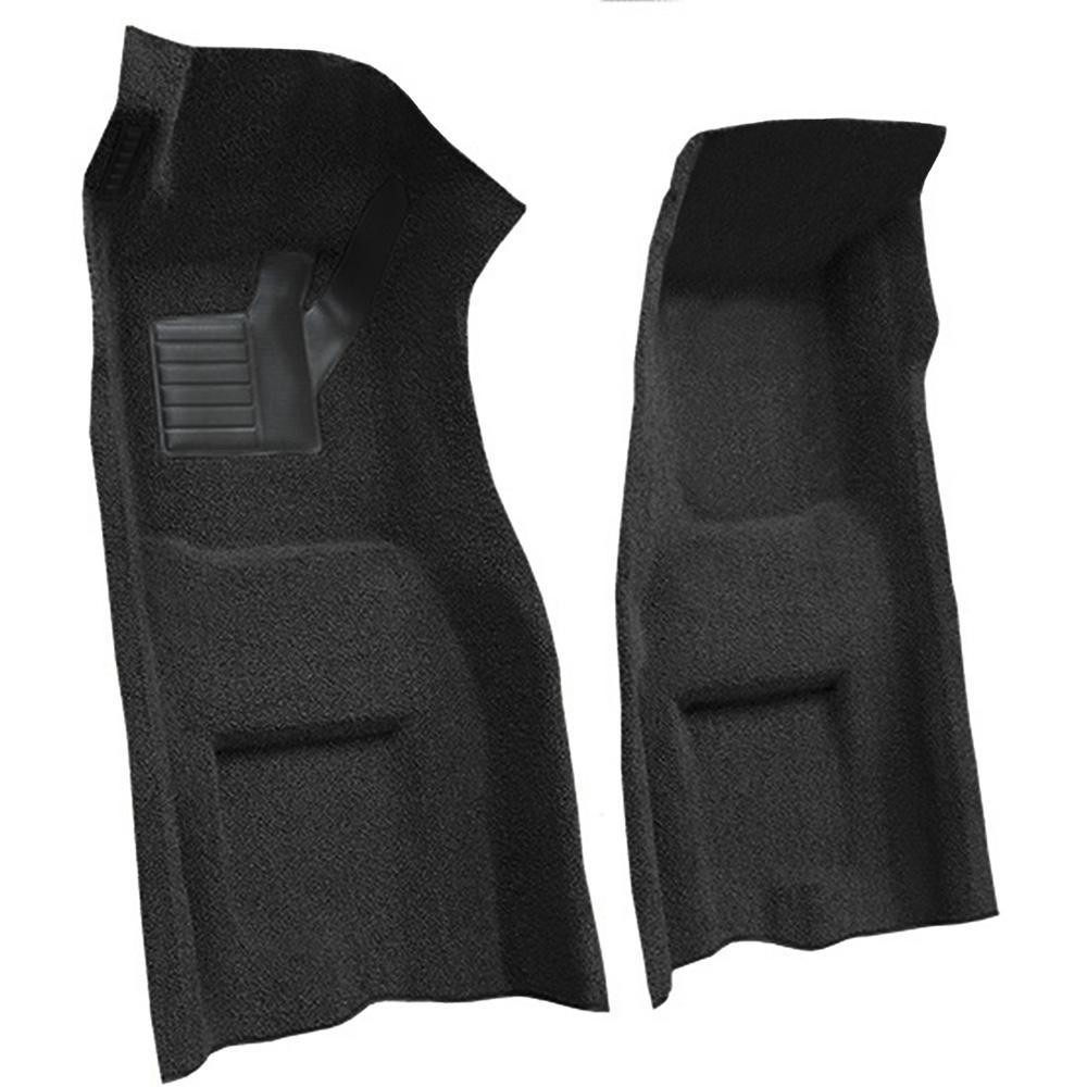 1969-70 Chevrolet Corvette 4-Speed Front Molded Carpet Set w/ Heel Pad & Toe Pad Loop Black