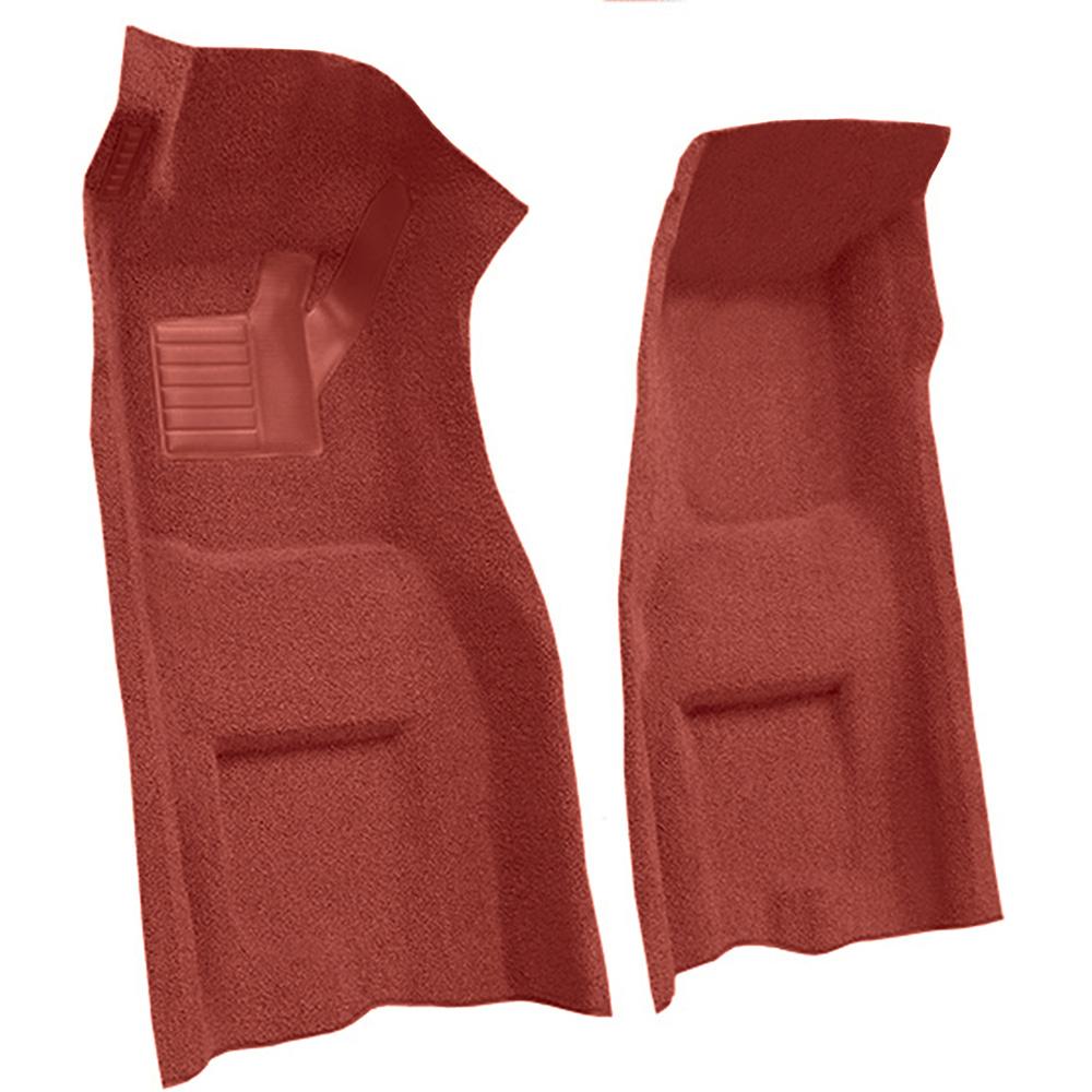 1969-70 Chevrolet Corvette 4-Speed Front Molded Carpet Set w/ Heel Pad & Toe Pad Loop Red
