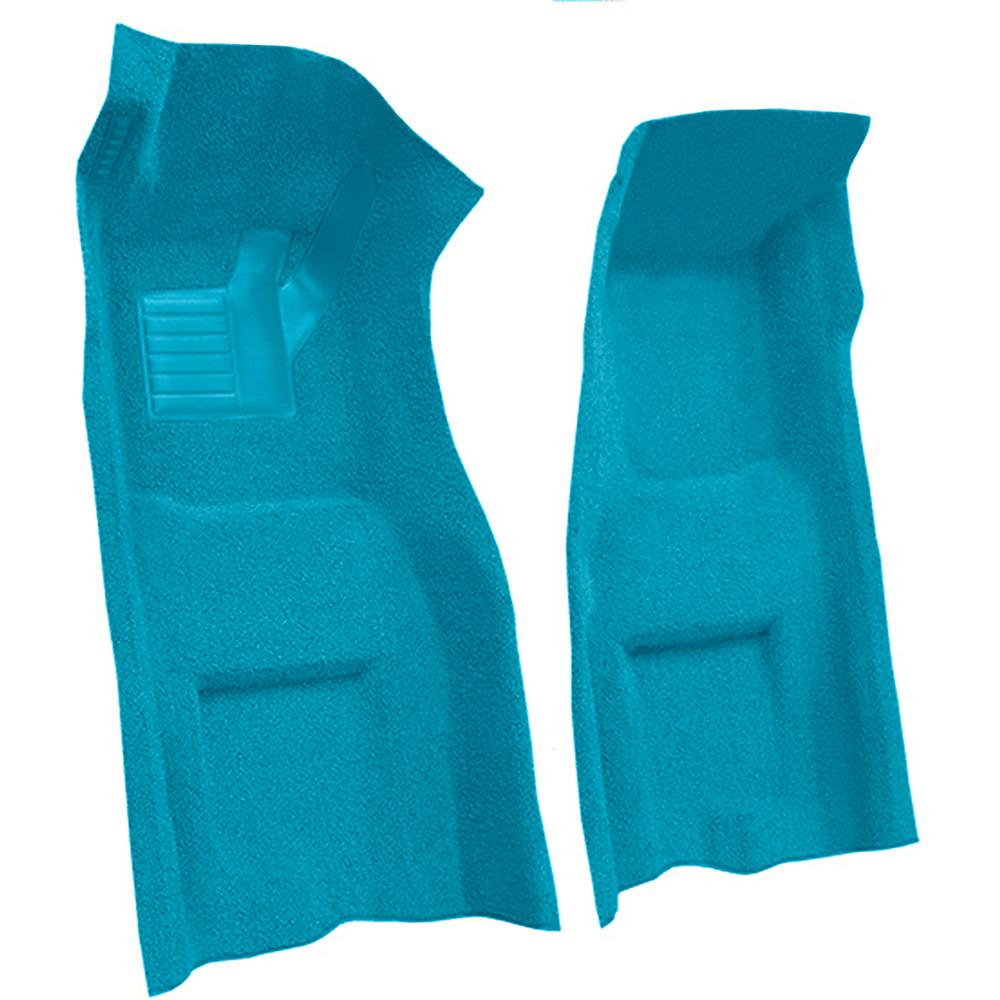1969-70 Chevrolet Corvette 4-Speed Front Molded Carpet Set w/ Heel Pad & Toe Pad Loop Medium Blue