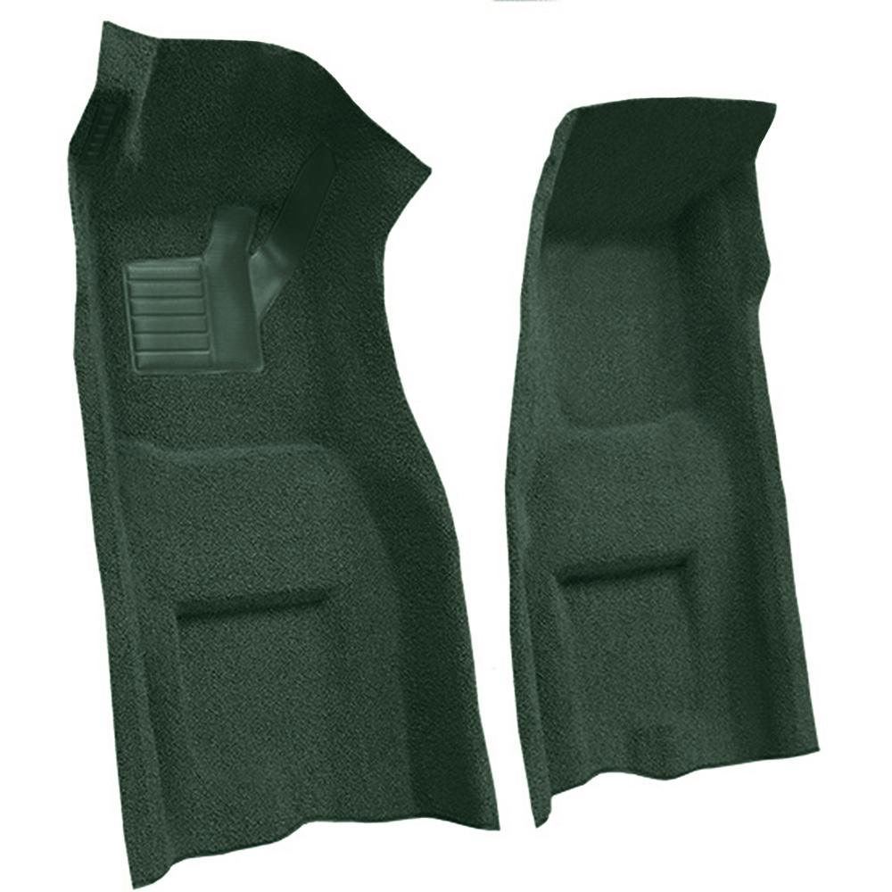 1969 Chevrolet Corvette 4-Speed Front Molded Carpet Set w/ Heel Pad & Toe Pad Loop Dark Green