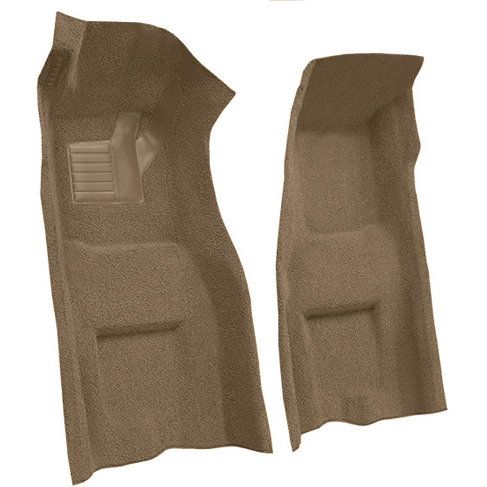 1969-70 Chevrolet Corvette 4-Speed Front Molded Carpet Set w/ Heel Pad & Toe Pad Loop Medium Saddle