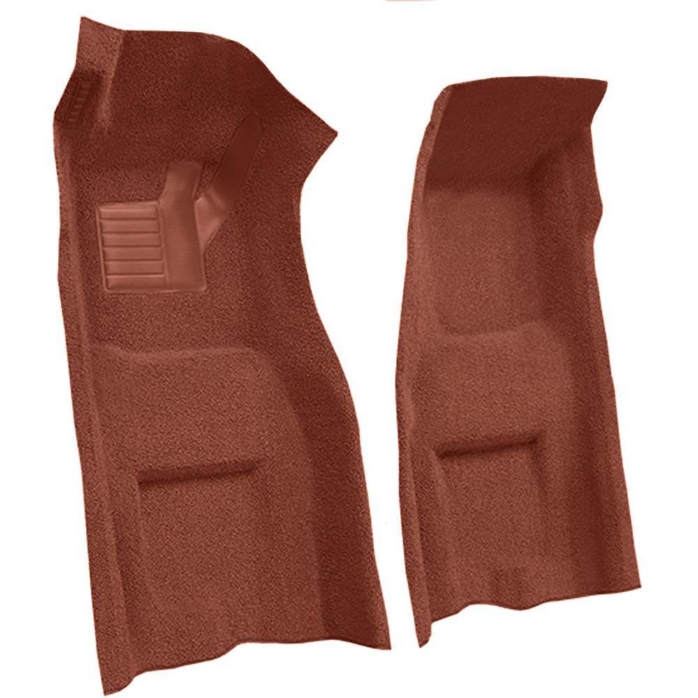 1970 Chevrolet Corvette 4-Speed Front Molded Carpet Set w/ Heel Pad Loop Burnt Orange
