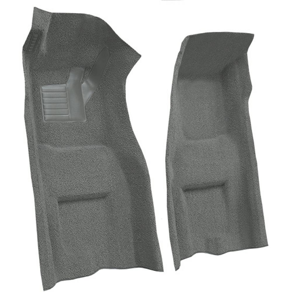 1969-70 Chevrolet Corvette 4-Speed Front Molded Carpet Set w/ Heel Pad & Toe Pad Loop Gunmetal Gray
