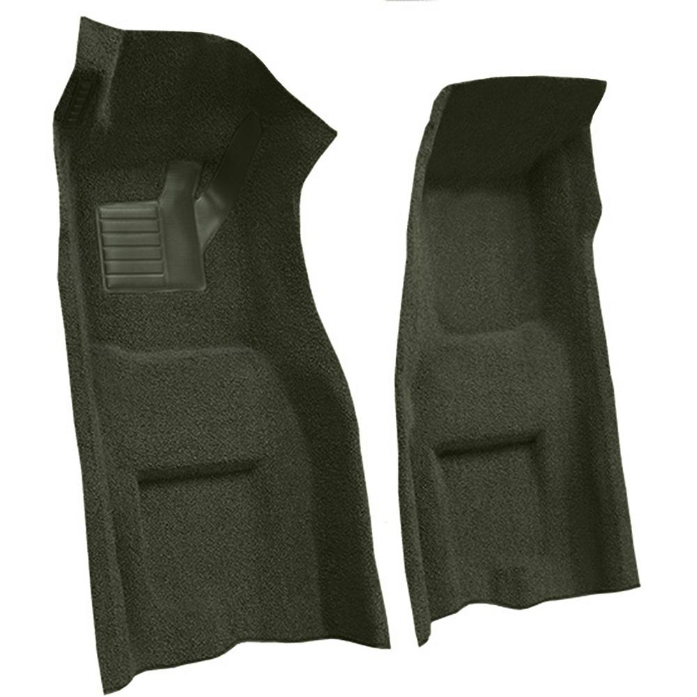 1970 Chevrolet Corvette 4-Speed Front Molded Carpet Set w/ Heel Pad Loop Dark Olive Green
