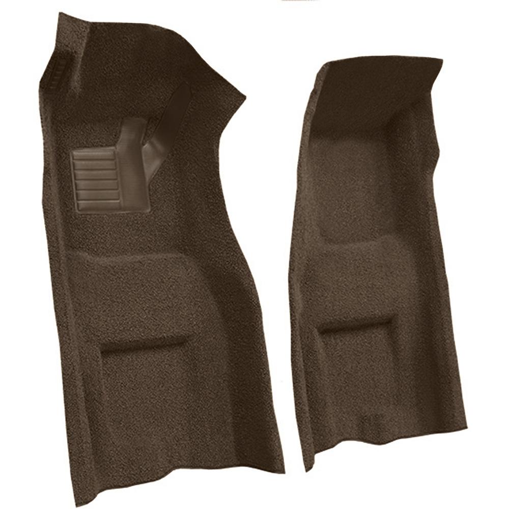 1970 Chevrolet Corvette 4-Speed Front Molded Carpet Set w/ Heel Pad Loop Dark Brown