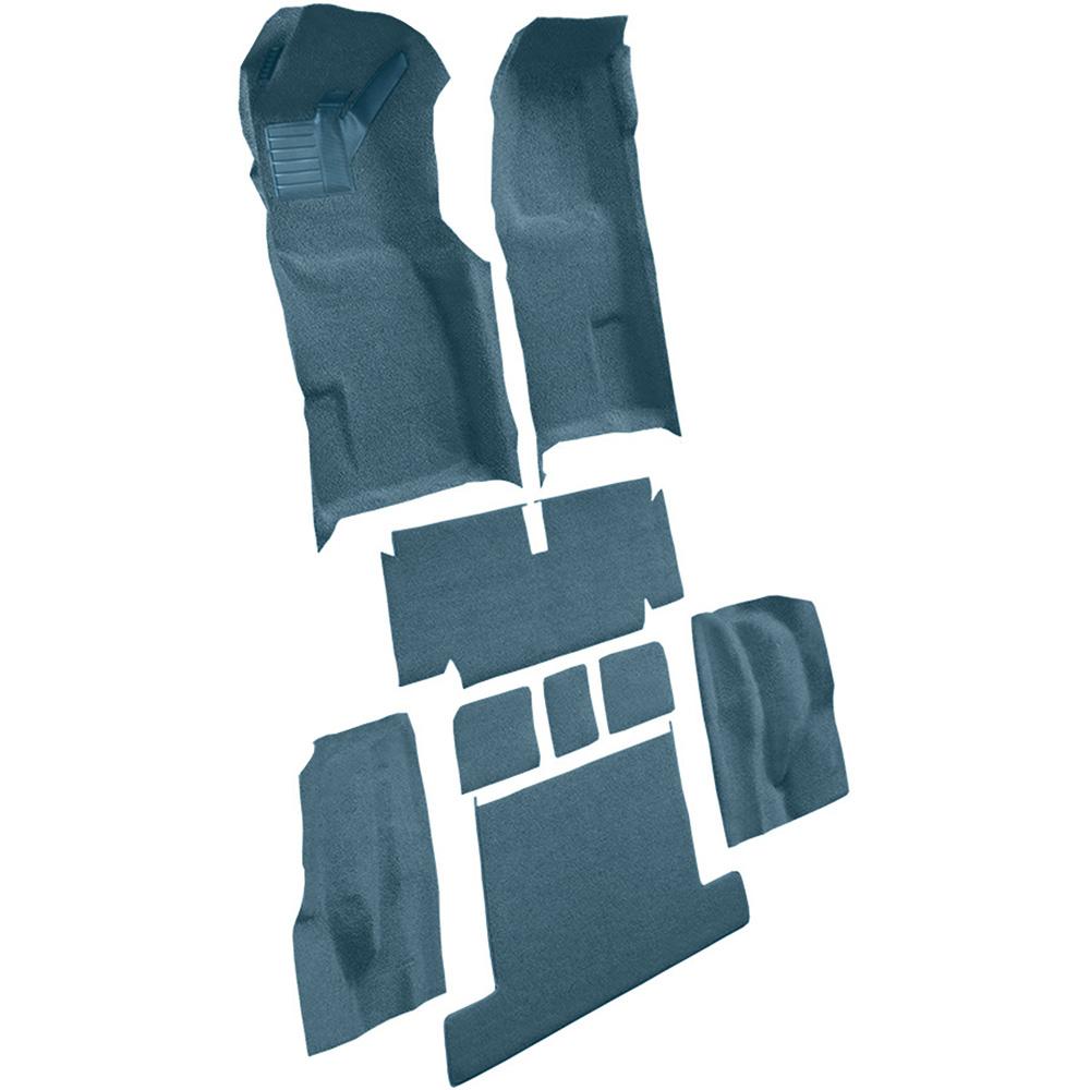 1971-75 Chevrolet Corvette Coupe Automatic Complete Molded Carpet Set w/ Heel Pad Loop Bright Blue