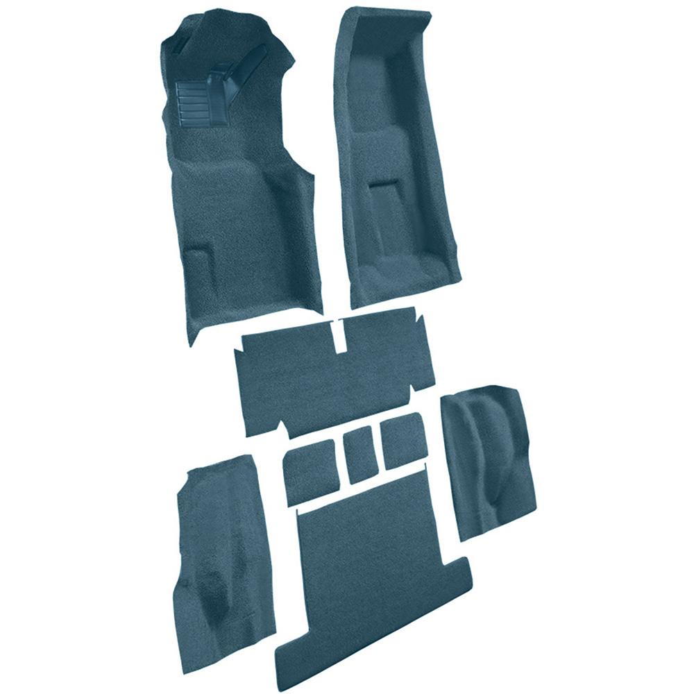 1971-75 Chevrolet Corvette Coupe 4-Speed Complete Molded Carpet Set w/ Heel Pad Loop Bright Blue
