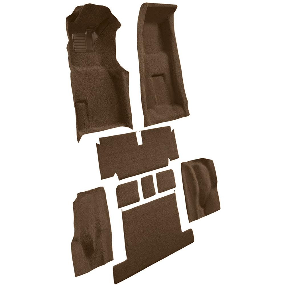 1971-75 Chevrolet Corvette Coupe 4-Speed Complete Molded Carpet Set w/ Heel Pad Loop Dark Saddle