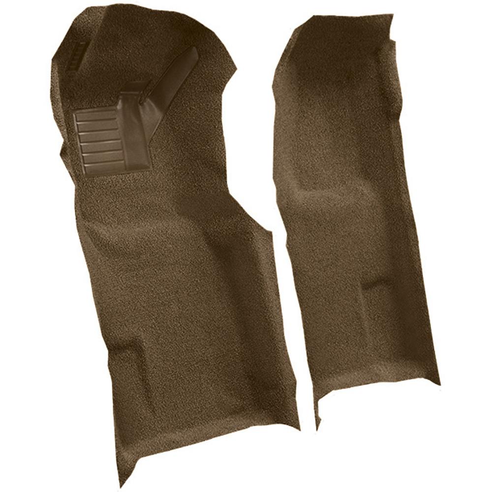 1971-76 Chevrolet Corvette Automatic Front Molded Carpet Set w/ Heel Pad Loop Medium Saddle