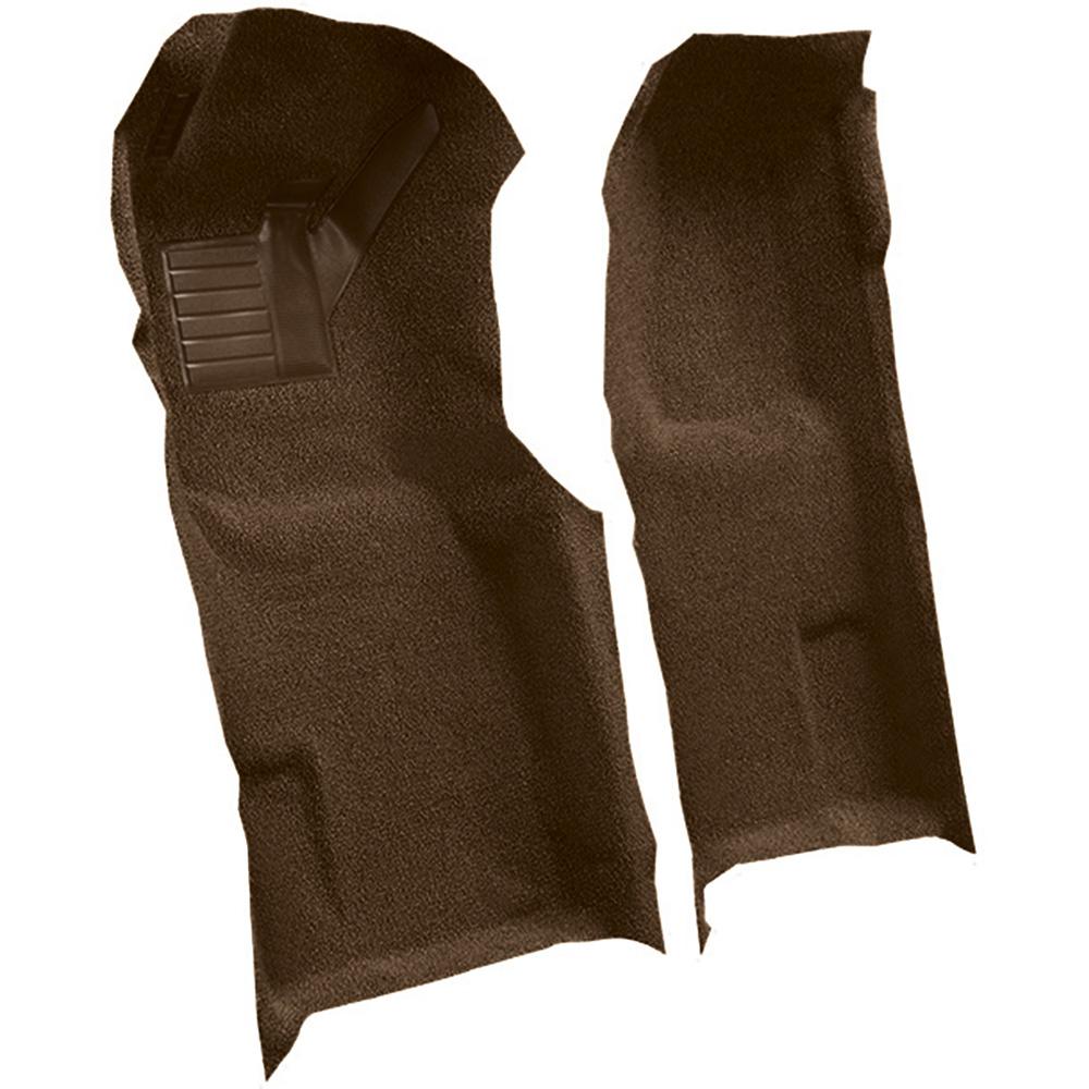 1971-76 Chevrolet Corvette Automatic Front Molded Carpet Set w/ Heel Pad Loop Dark Saddle
