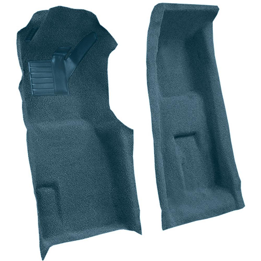 1971-75 Chevrolet Corvette 4-Speed Front Molded Carpet Set w/ Heel Pad Loop Bright Blue