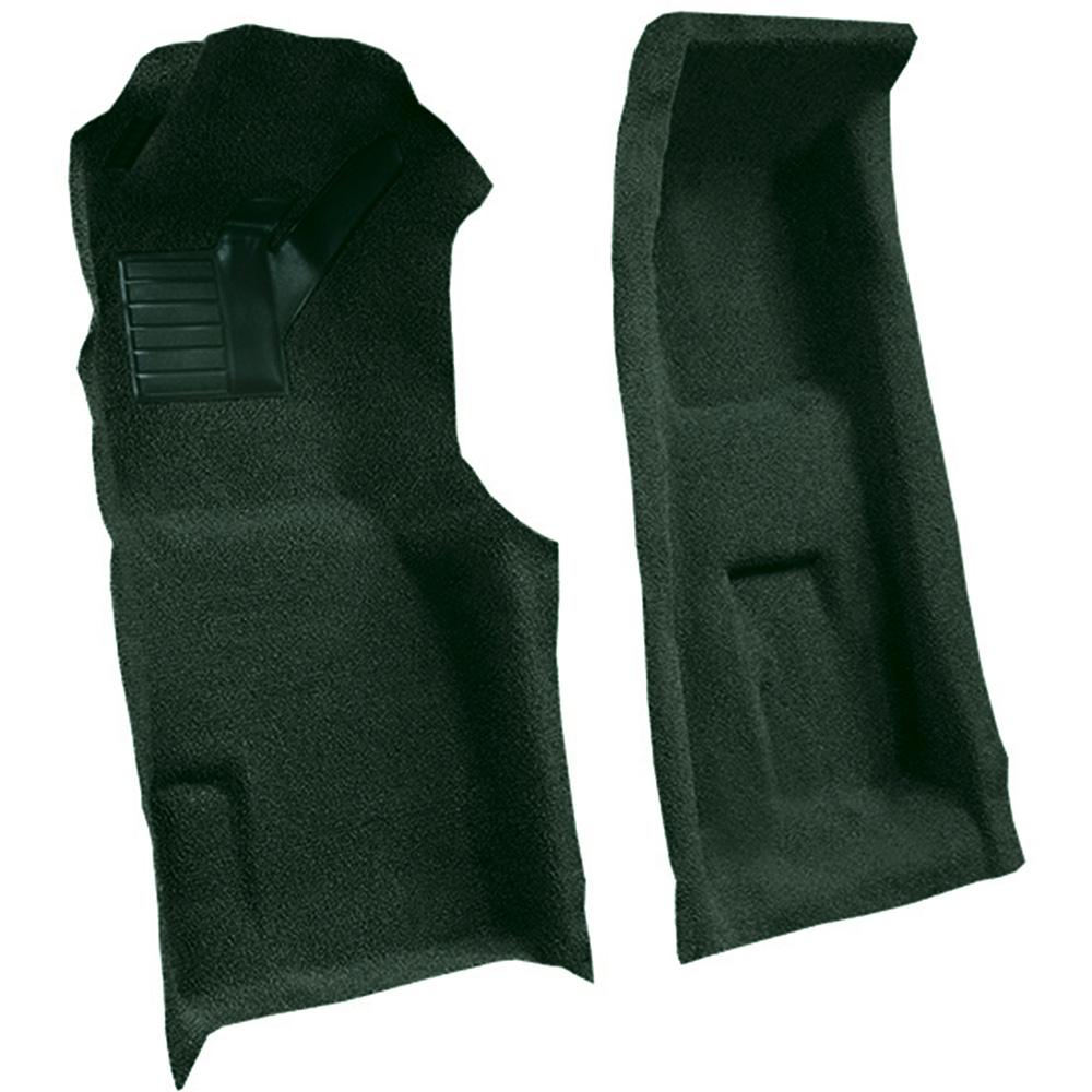 1971-75 Chevrolet Corvette 4-Speed Front Molded Carpet Set w/ Heel Pad Loop Dark Green