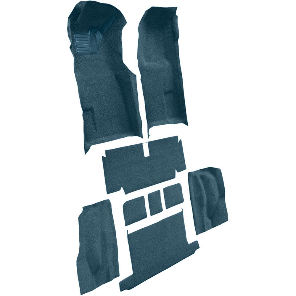 1971-72 Chevrolet Corvette Roadster Automatic Complete Molded Carpet Set w/ Heel Pad Loop Bright Blue