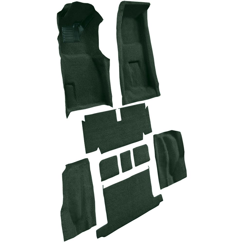 1971-72 Chevrolet Corvette Roadster 4-Speed Complete Molded Carpet Set w/ Heel Pad Loop Dark Green