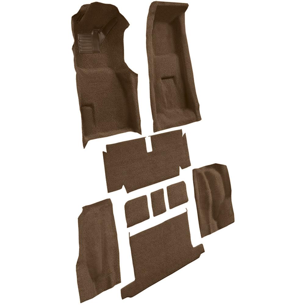 1971-72 Chevrolet Corvette Roadster 4-Speed Complete Molded Carpet Set w/ Heel Pad Loop Dark Saddle