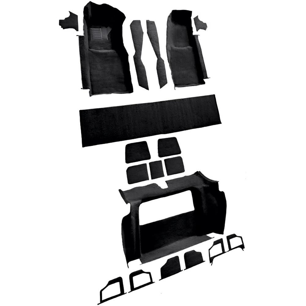 1978-79 Chevrolet Corvette Complete Molded Carpet Set w/ 3 Compartment Doors Cutpile Black