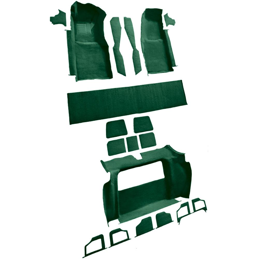 1978-79 Chevrolet Corvette Complete Molded Carpet Set w/ 3 Compartment Doors Cutpile Dark Green