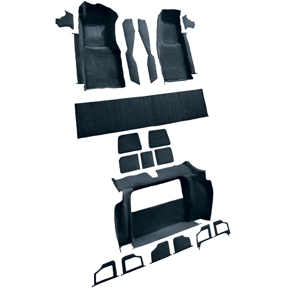 1978-79 Chevrolet Corvette Complete Molded Carpet Set w/ 3 Compartment Doors Cutpile Midnight Blue