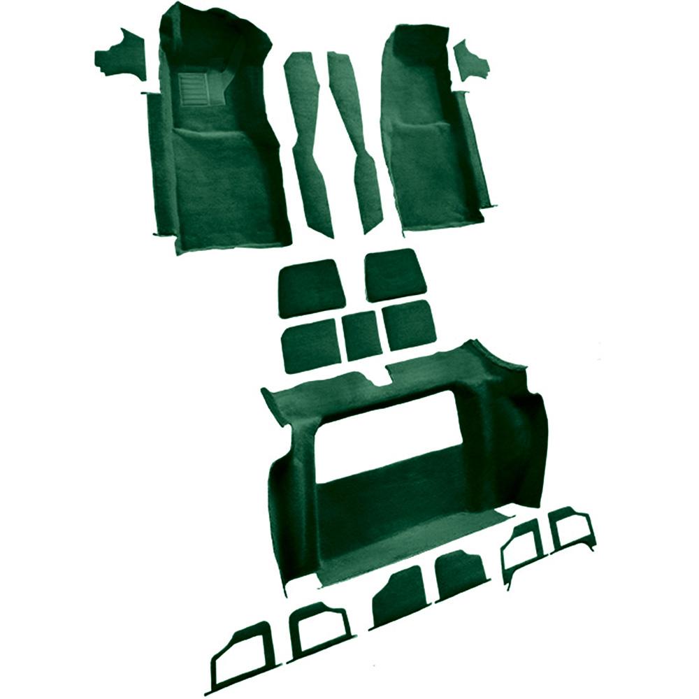 1979 Chevrolet Corvette Complete Molded Carpet Set w/o Door Panels w/ 3 Compartment Doors Cutpile Dark Green