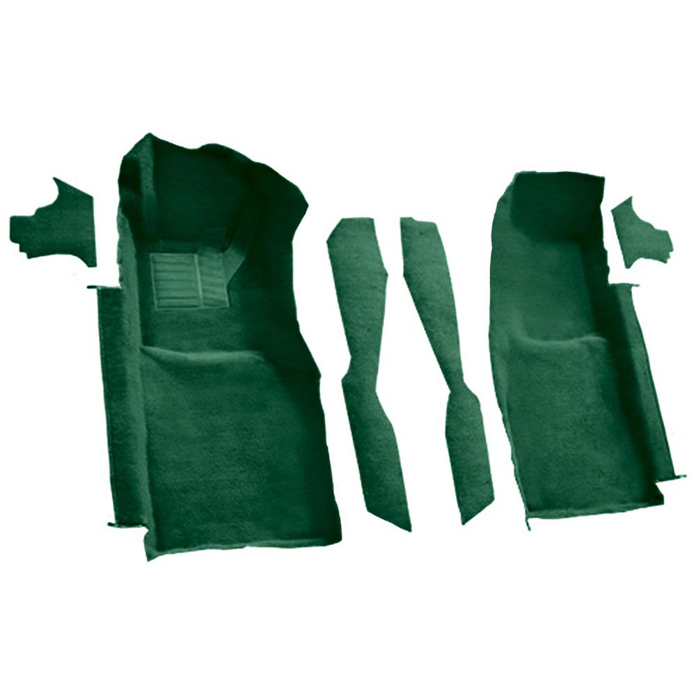 1978-80 Chevrolet Corvette Front Molded Carpet Set w/ Console Strips & Kick Panels Cutpile Dark Green