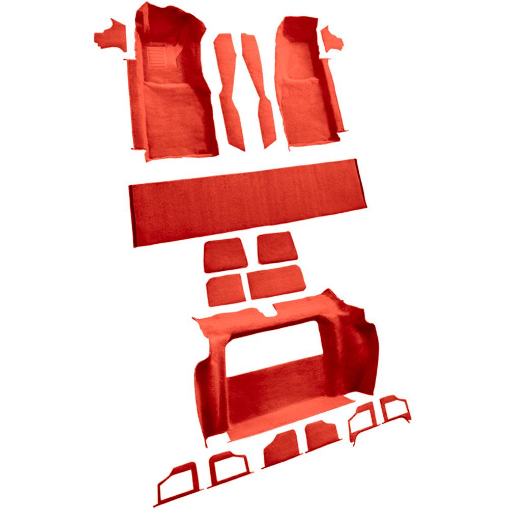 1979-80 Chevrolet Corvette Complete Molded Carpet Set w/ 2 Compartment Doors Cutpile Firethorn/Medium Red