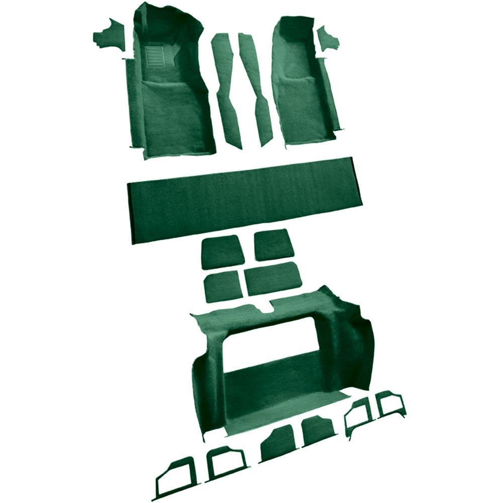 1979-80 Chevrolet Corvette Complete Molded Carpet Set w/ 2 Compartment Doors Cutpile Dark Green