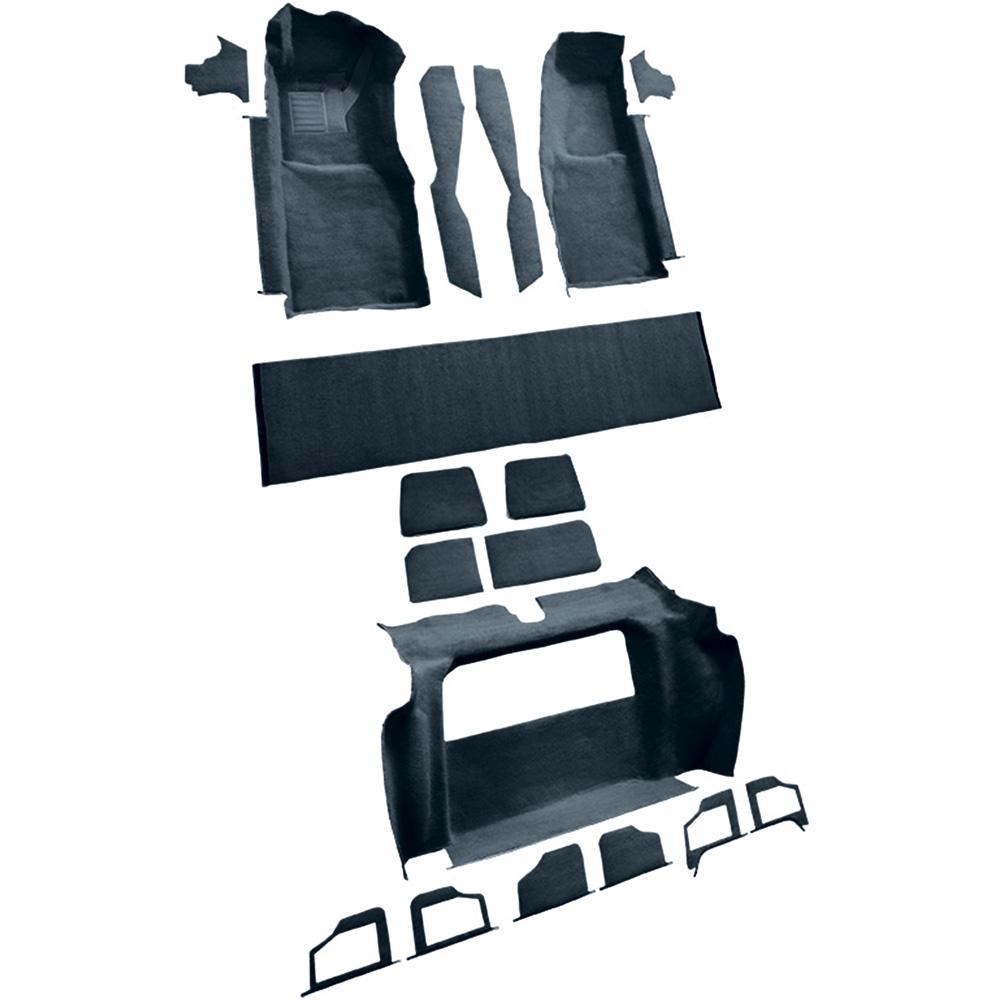 1979-80 Chevrolet Corvette Complete Molded Carpet Set w/ 2 Compartment Doors Cutpile Midnight Blue