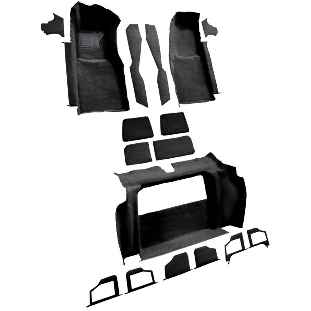 1979-80 Chevrolet Corvette Complete Molded Carpet Set w/o Door Panels w/ 2 Compartment Doors Cutpile Black