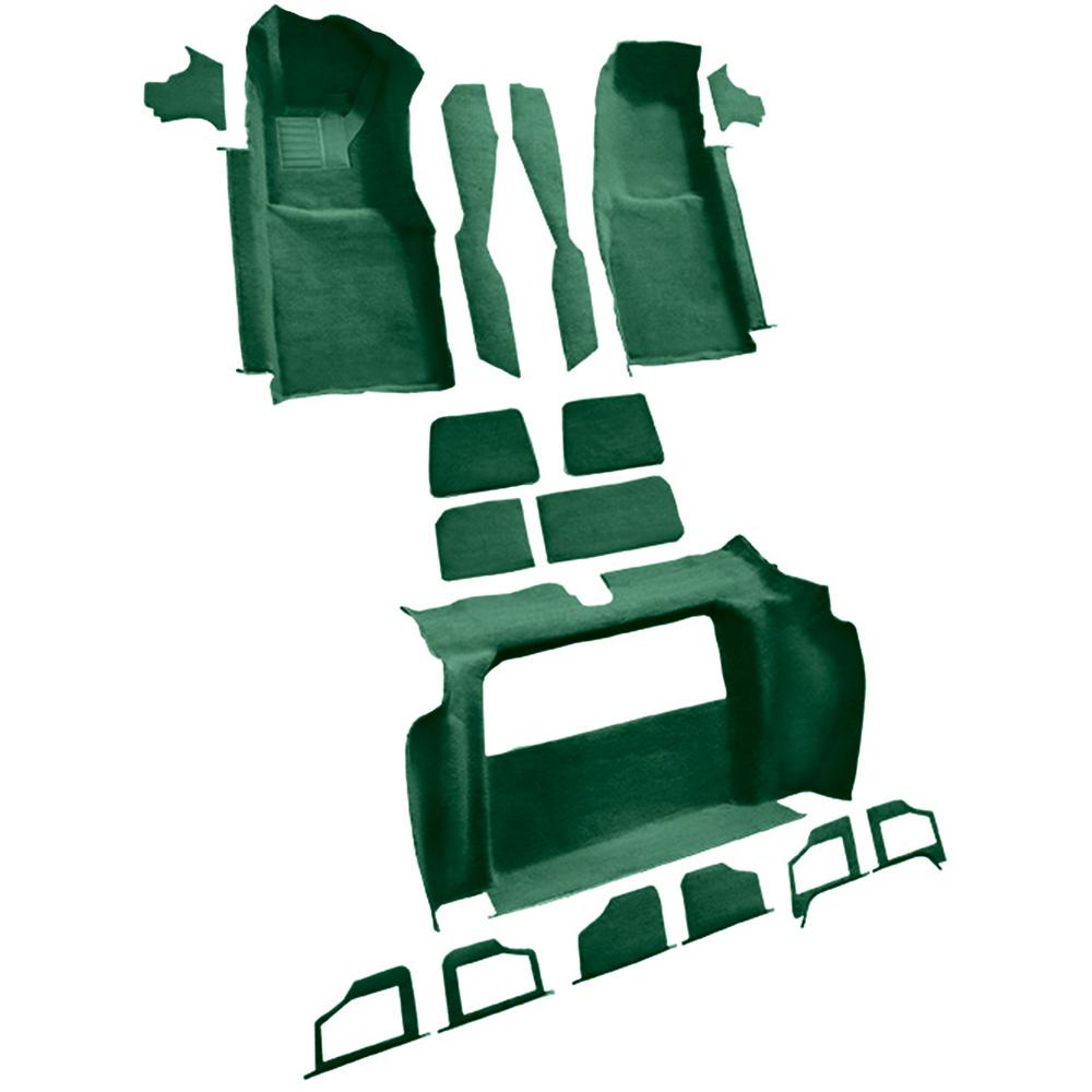 1979-80 Chevrolet Corvette Complete Molded Carpet Set w/o Door Panels w/ 2 Compartment Doors Cutpile Dark Green