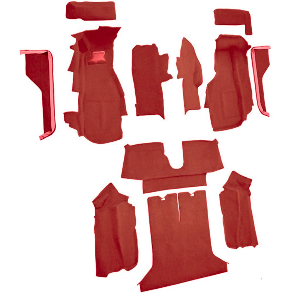 1984-87 Chevrolet Corvette Coupe Complete Molded Carpet Set w/ Heel Pad Cutpile Dark Red/Carmine