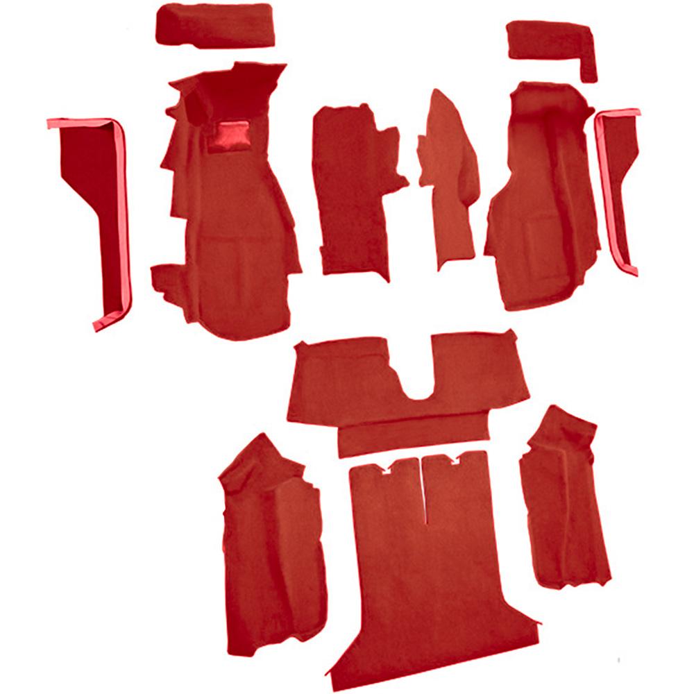 1984-87 Chevrolet Corvette Coupe Complete Molded Carpet Set w/ Heel Pad Cutpile Flame Red