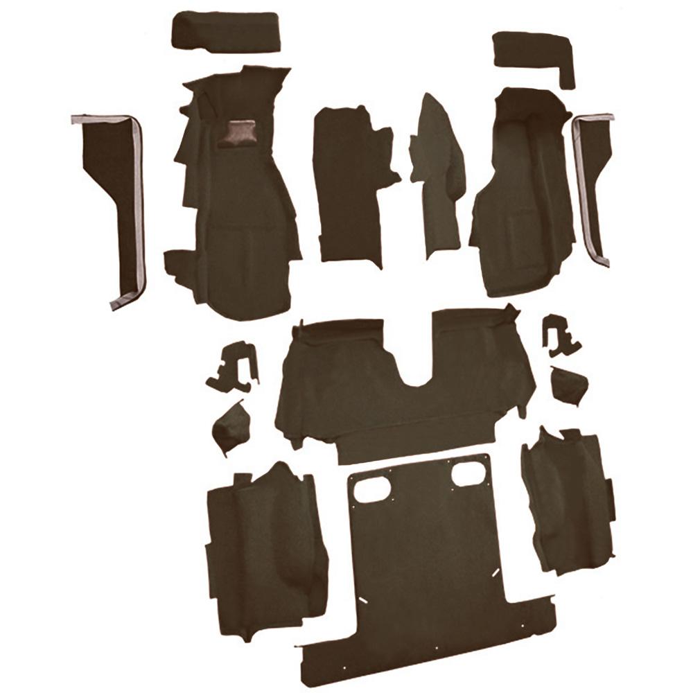1986-87 Chevrolet Corvette Convertible Complete Molded Carpet Set w/ Heel Pad Cutpile Bronze