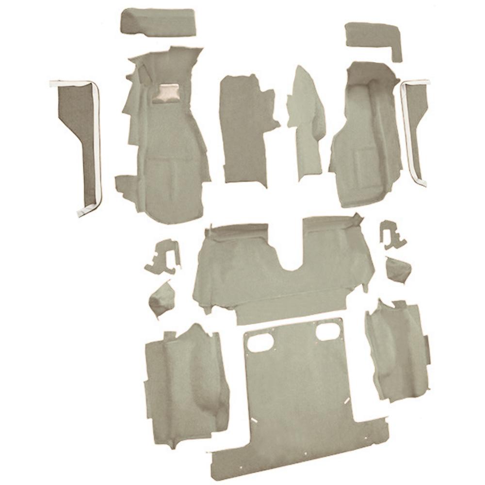1986-87 Chevrolet Corvette Convertible Complete Molded Carpet Set w/ Heel Pad Cutpile Saddle / Biscuit