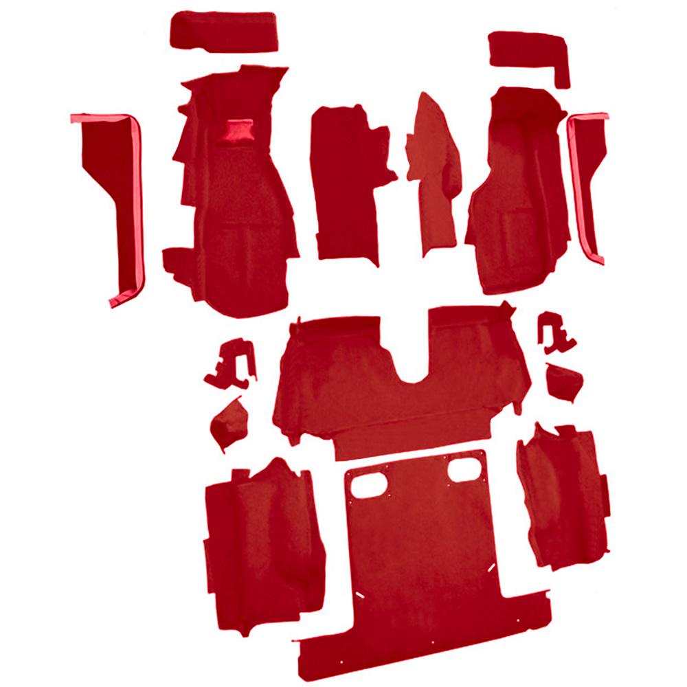 1986-87 Chevrolet Corvette Convertible Complete Molded Carpet Set Cutpile Flame Red