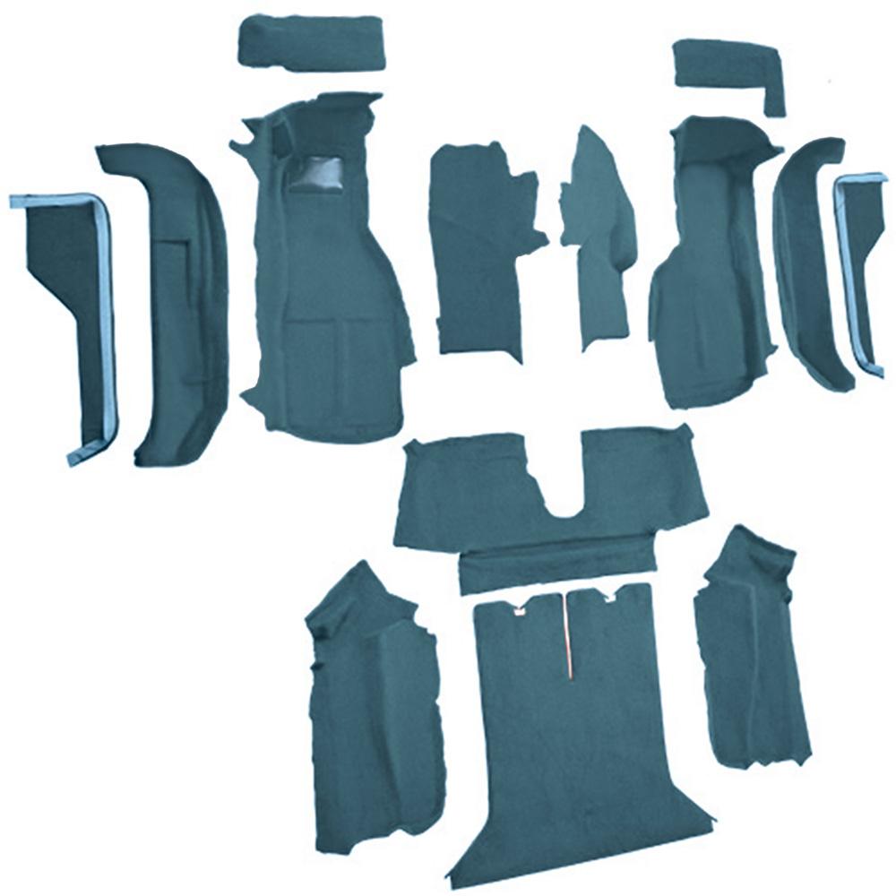 1988-89 Chevrolet Corvette Coupe Complete Molded Carpet Set w/ Heel Pad Cutpile Metallic Blue