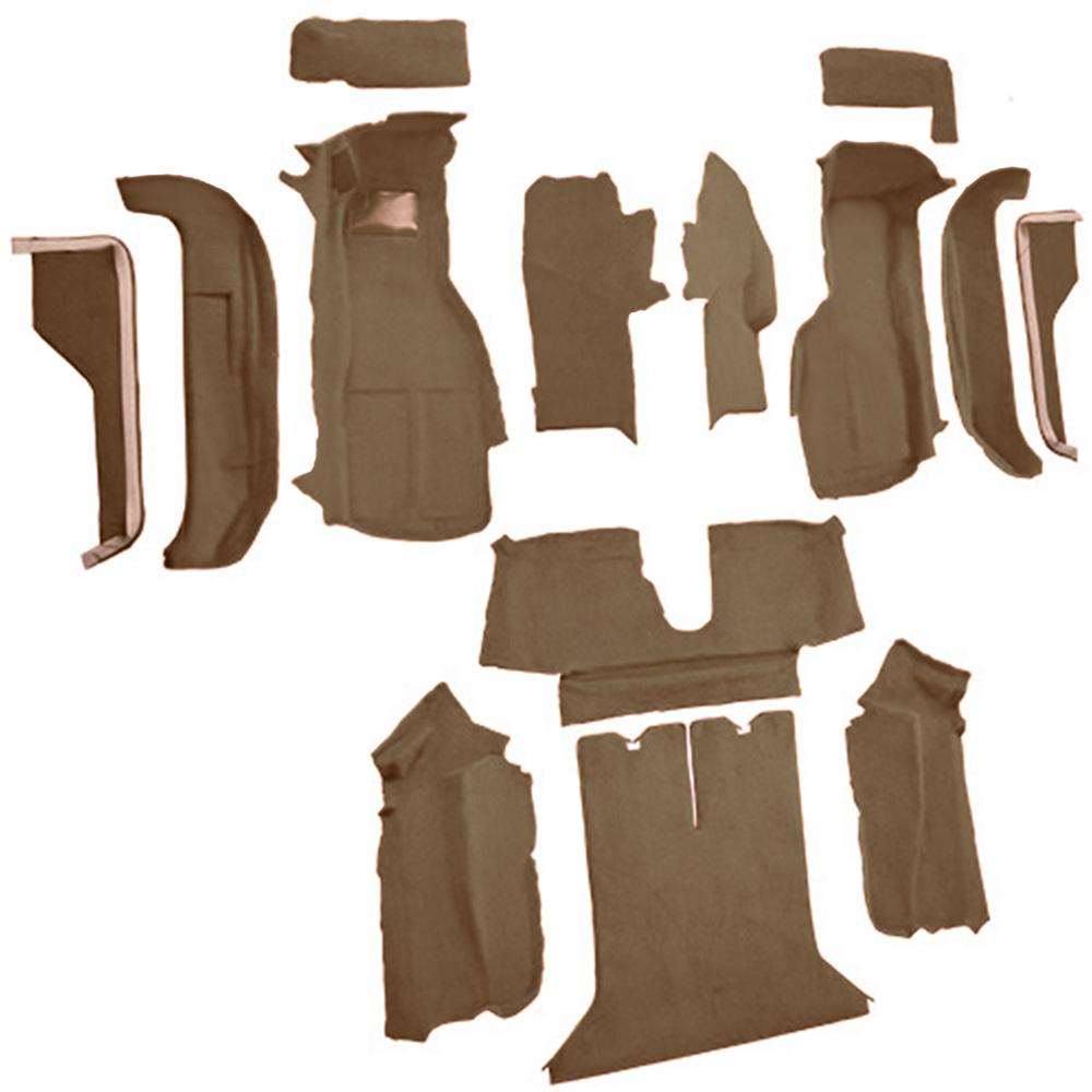 1988-89 Chevrolet Corvette Coupe Complete Molded Carpet Set w/ Heel Pad Cutpile Cognac