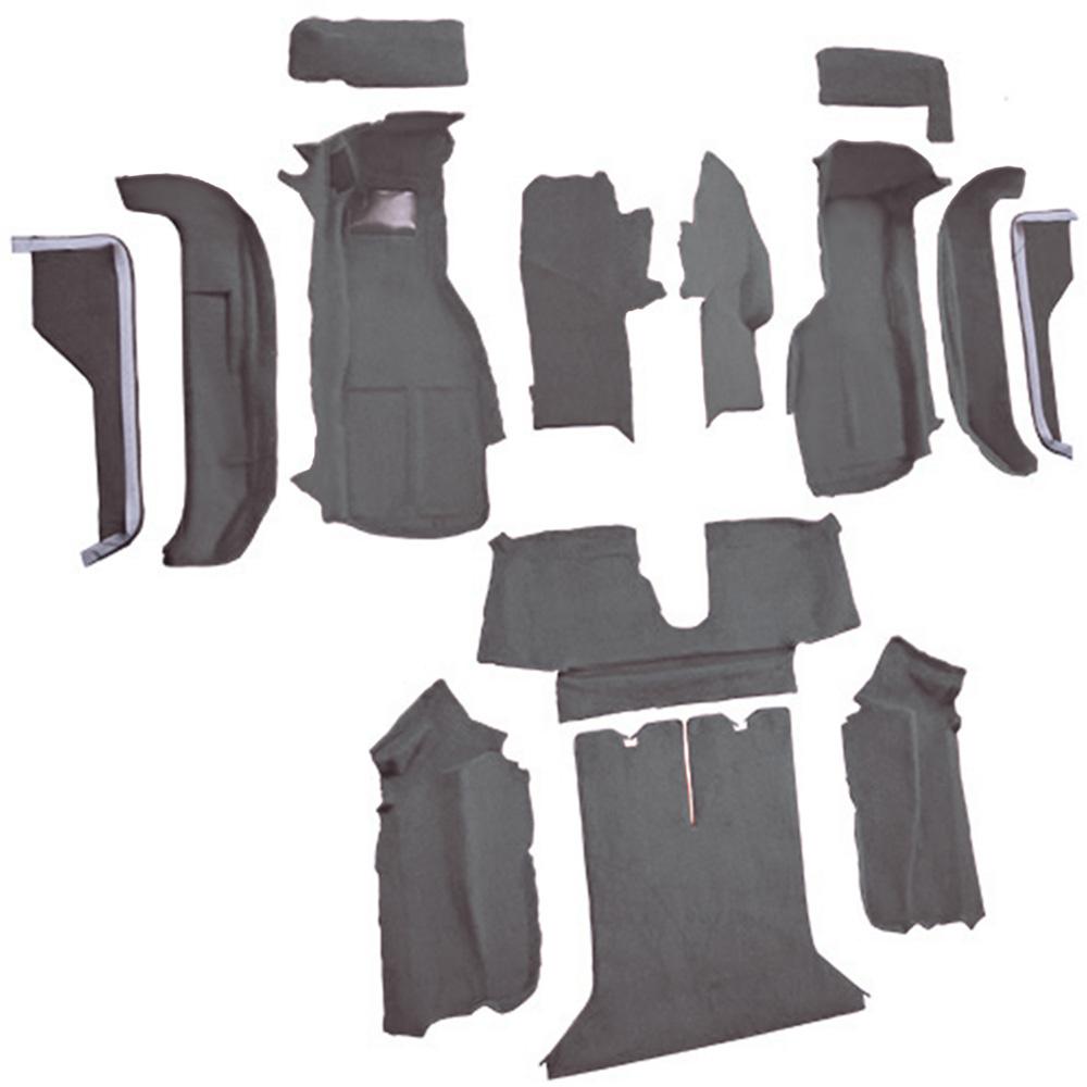1988-89 Chevrolet Corvette Coupe Complete Molded Carpet Set w/ Heel Pad Cutpile Smoke
