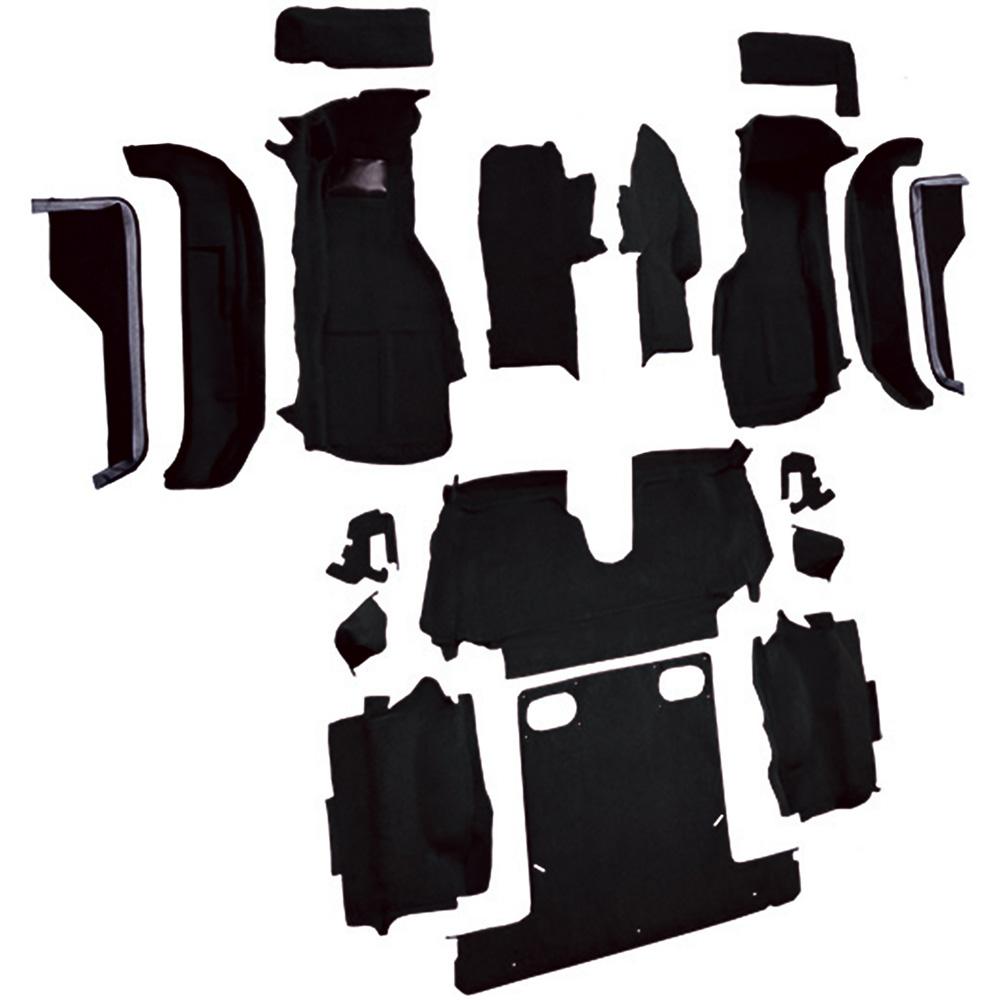 1988-89 Chevrolet Corvette Convertible Complete Molded Carpet Set w/ Heel Pad Cutpile Black
