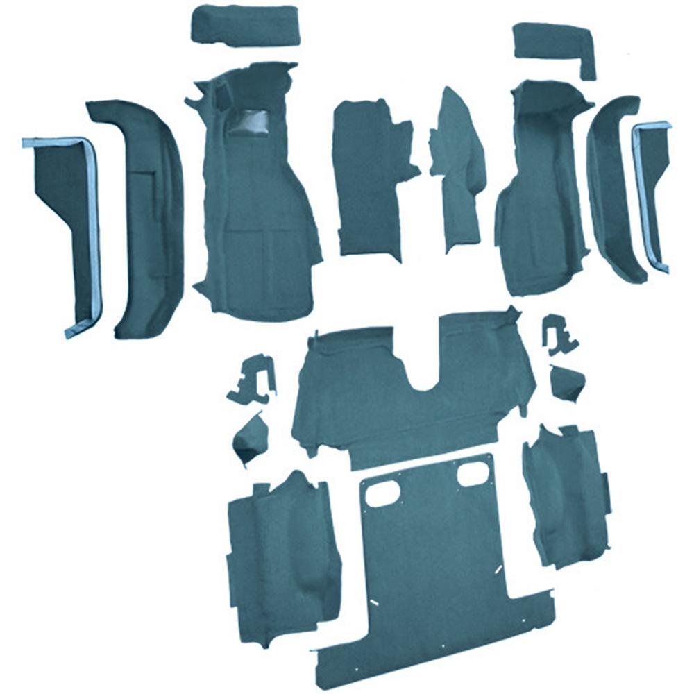 1988-89 Chevrolet Corvette Convertible Complete Molded Carpet Set w/ Heel Pad Cutpile Metallic Blue