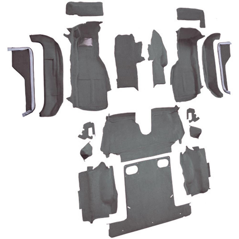 1988-89 Chevrolet Corvette Convertible Complete Molded Carpet Set w/ Heel Pad Cutpile Smoke