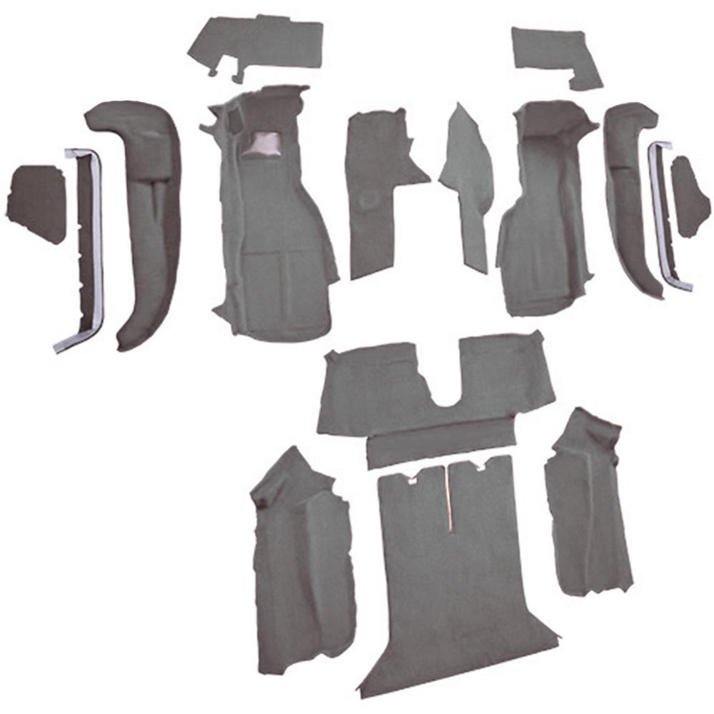1990-93 Chevrolet Corvette Coupe w/ 2 Door Latches Complete Molded Carpet Set w/ Heel Pad Cutpile Medium Gray/Pewter